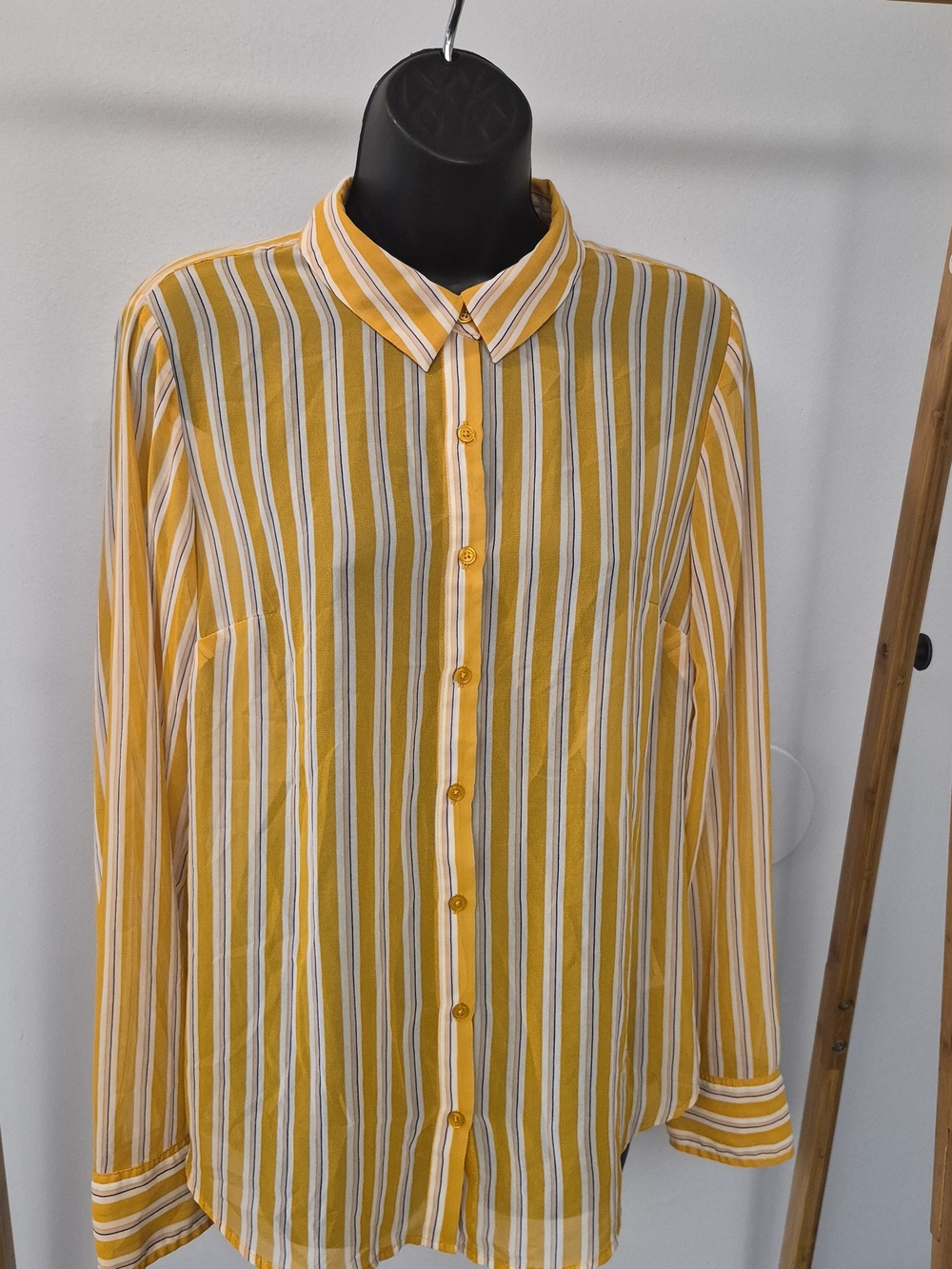 Women's Sheer Striped Button Down Top